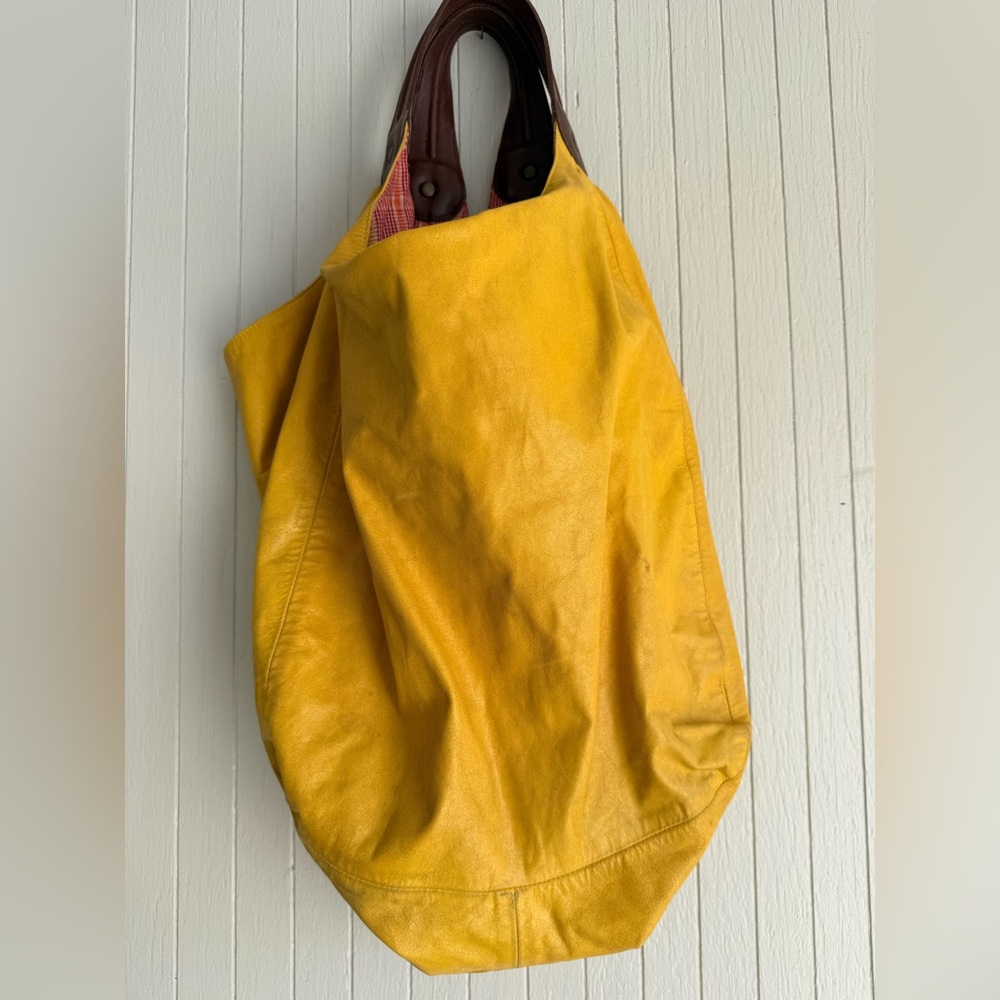 Yellow Leather Tote By Talula De La Lune View 4